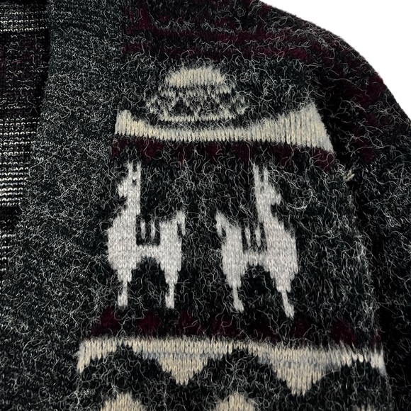 Tejidos Centenario Mens OS Large Sweater Cardigan Wool Angora Knit LLama Design - Picture 9 of 9